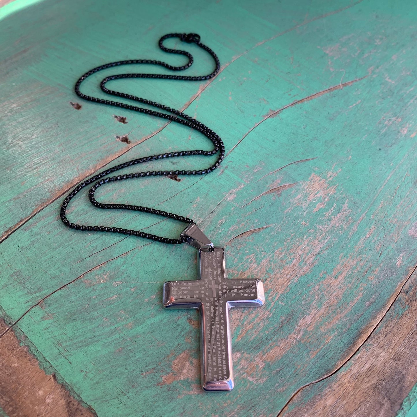 Black Chain with a Silver Cross