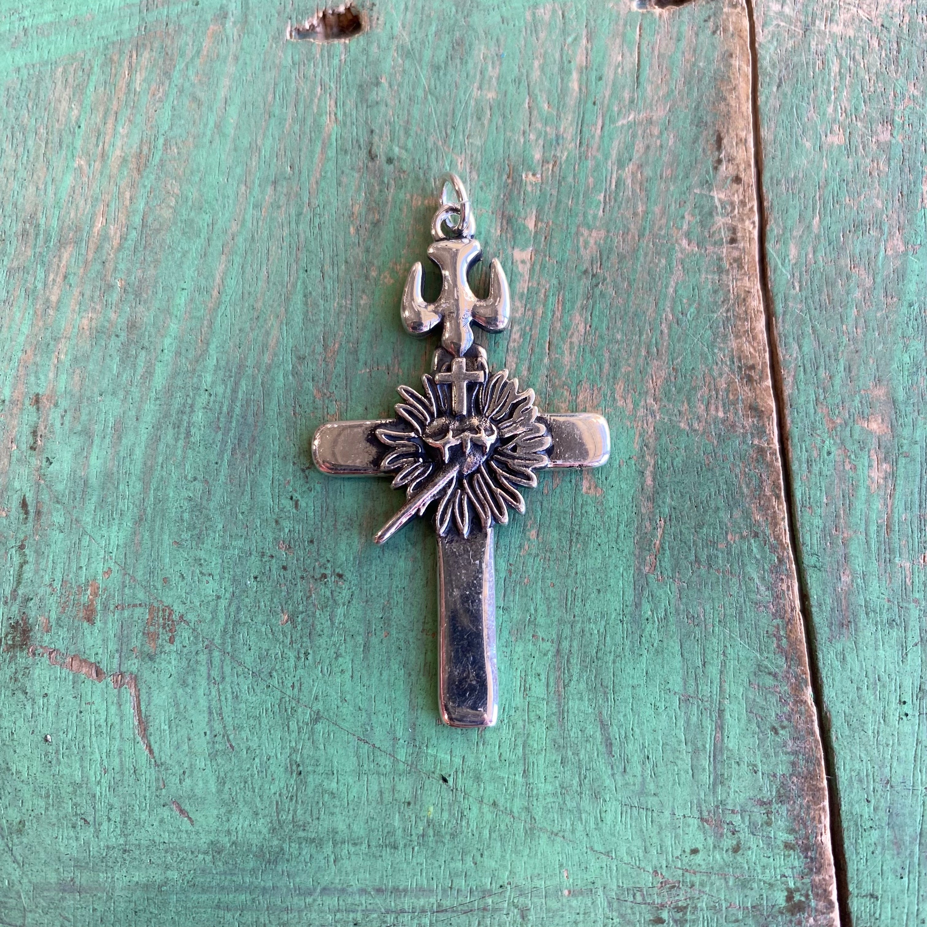 Holy Spirit Sacred Heart Cross Pendant