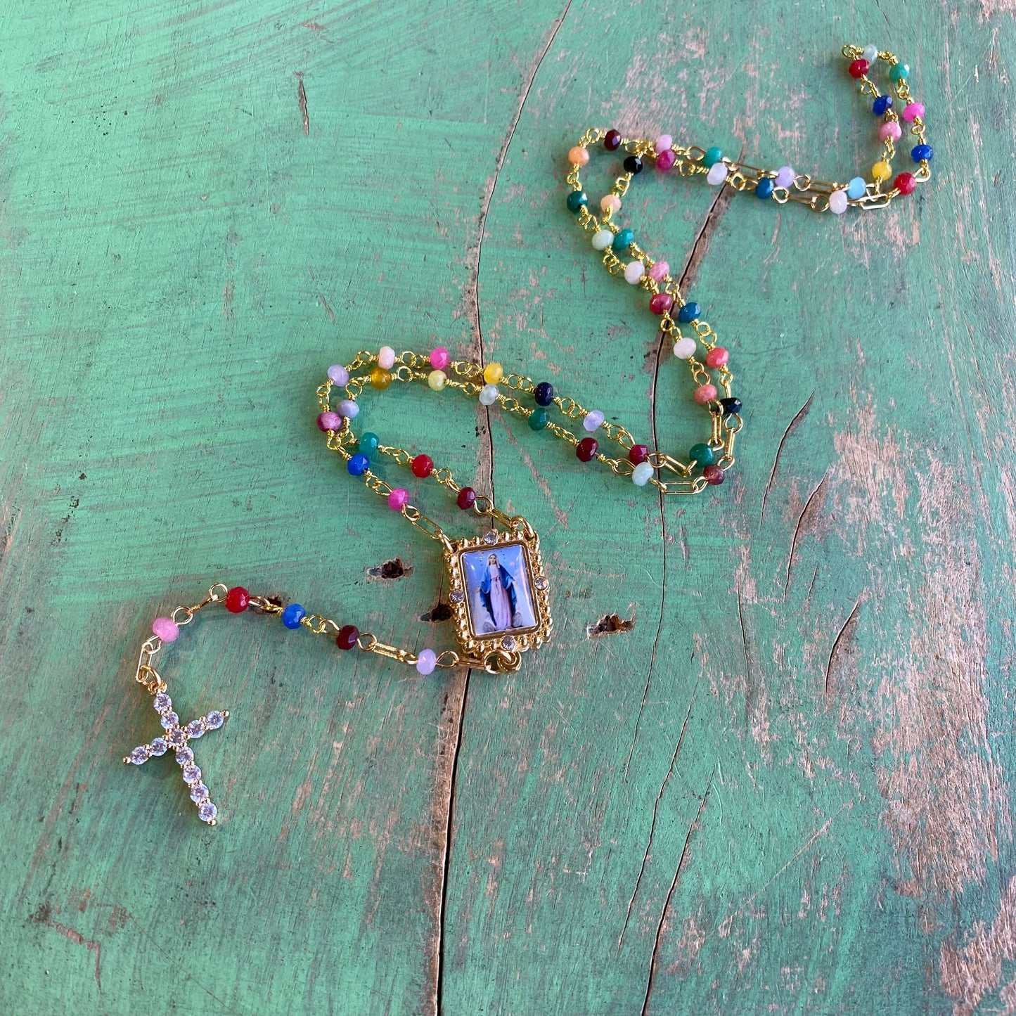 Dainty Jade Rosary Necklace
