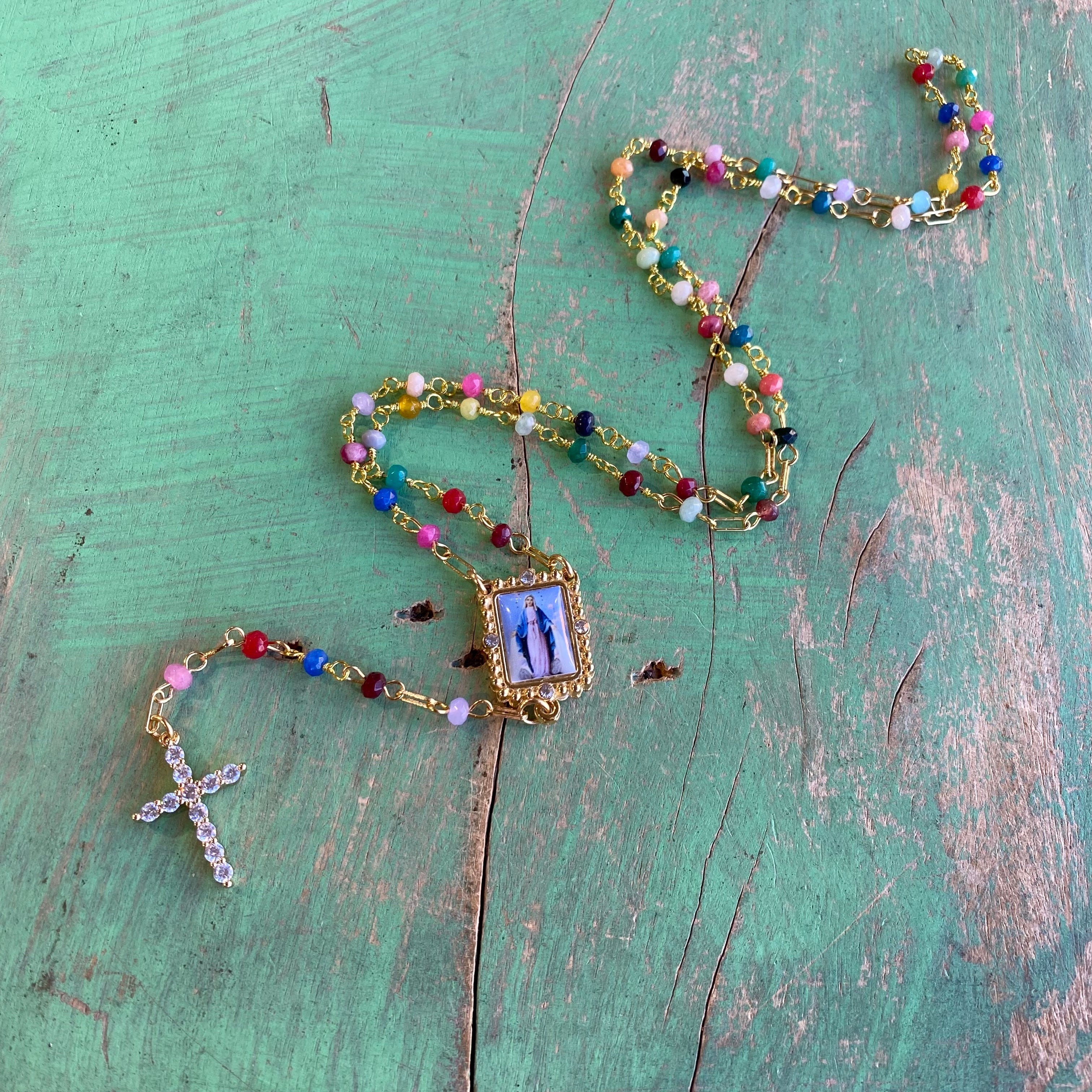 Dainty Jade Rosary Necklace