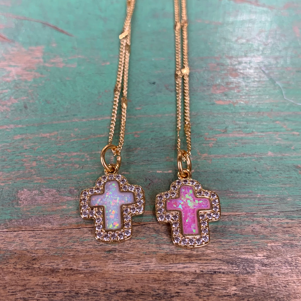 Opal Cross Necklace