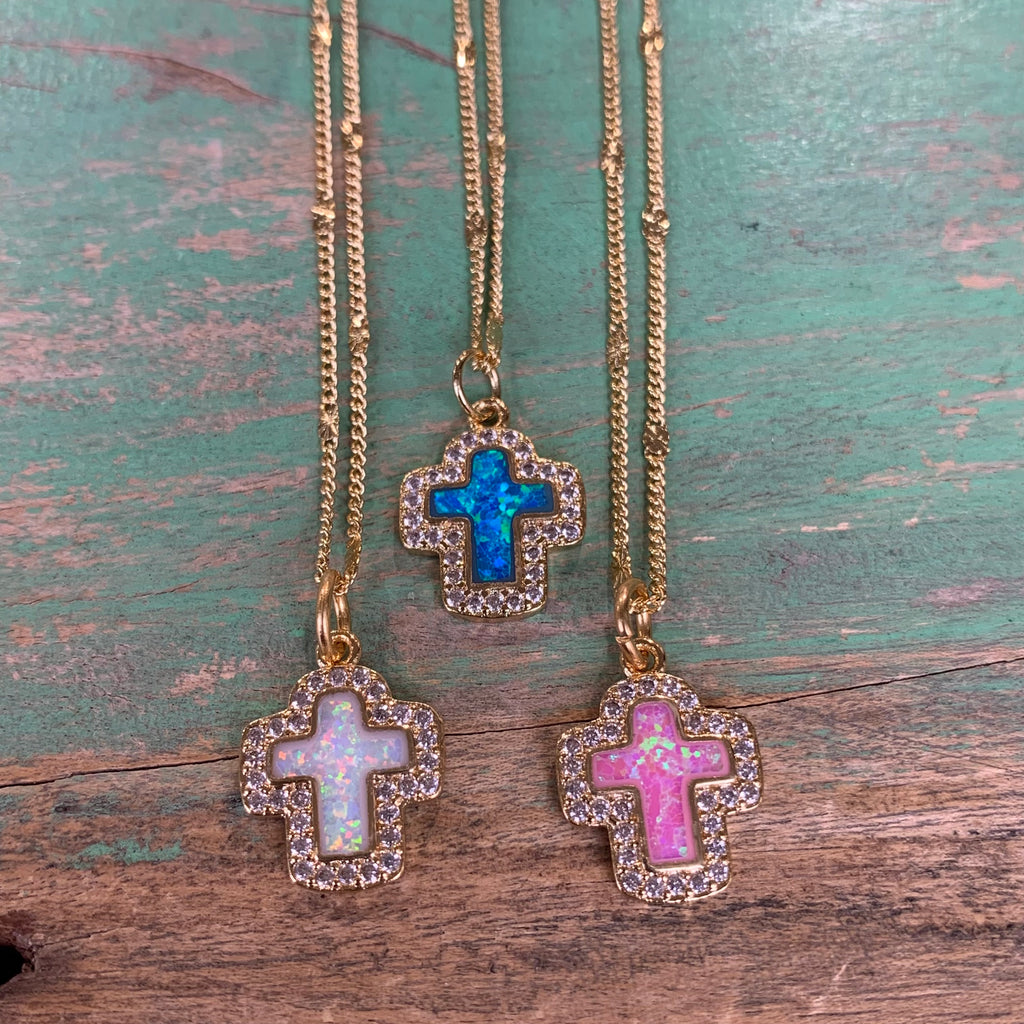 Opal Cross Necklace