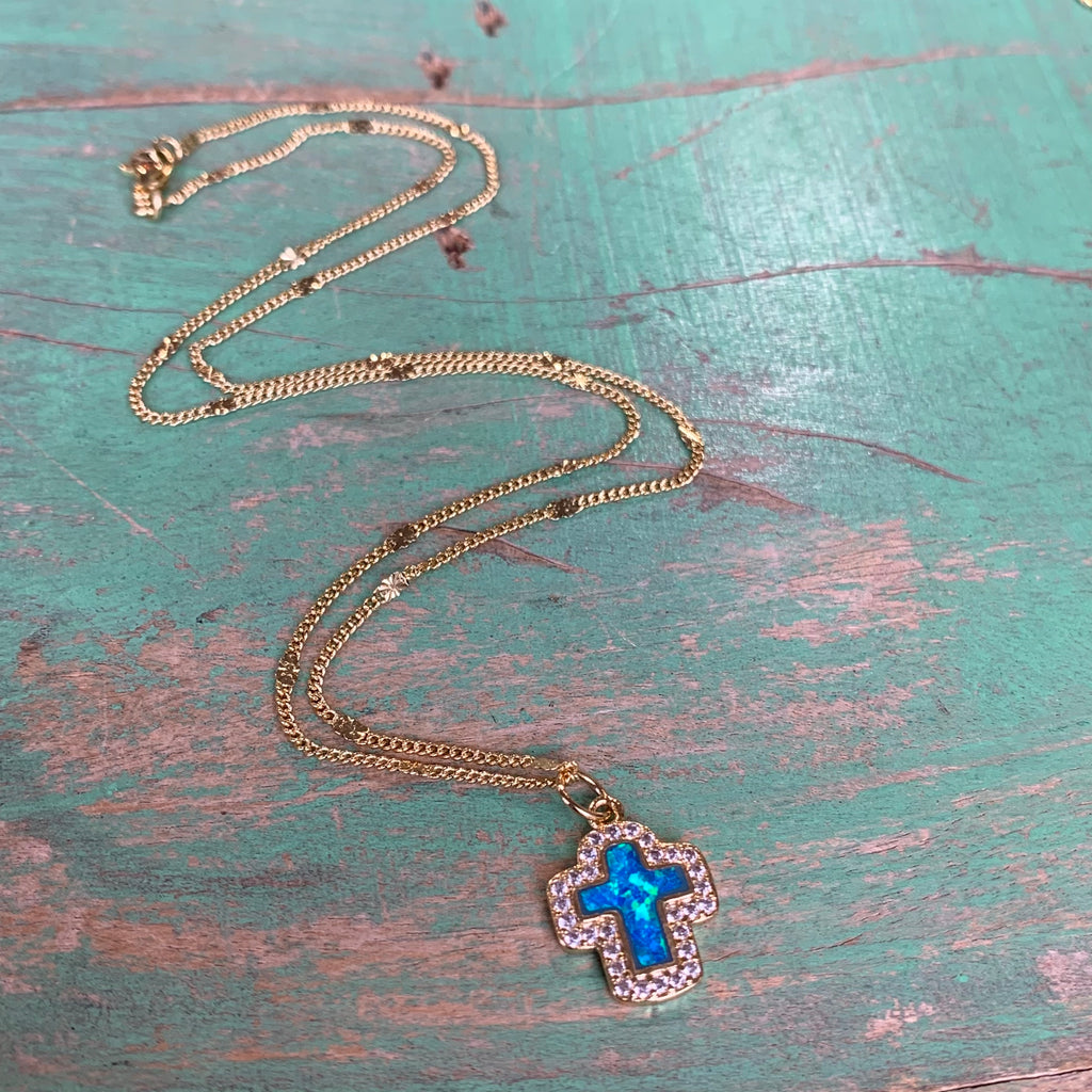 Opal Cross Necklace