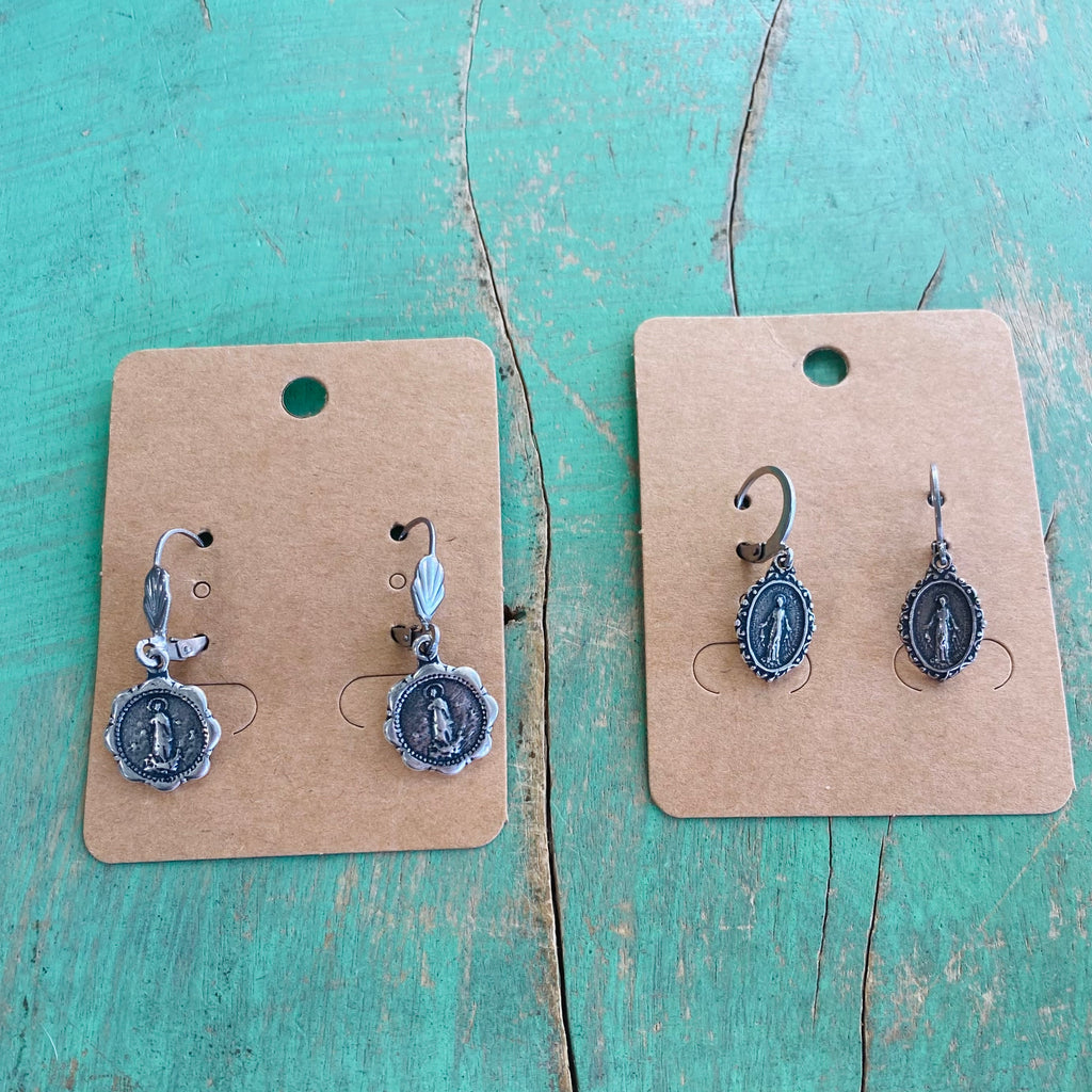 Vintage inspired Miraculous Medal Earrings