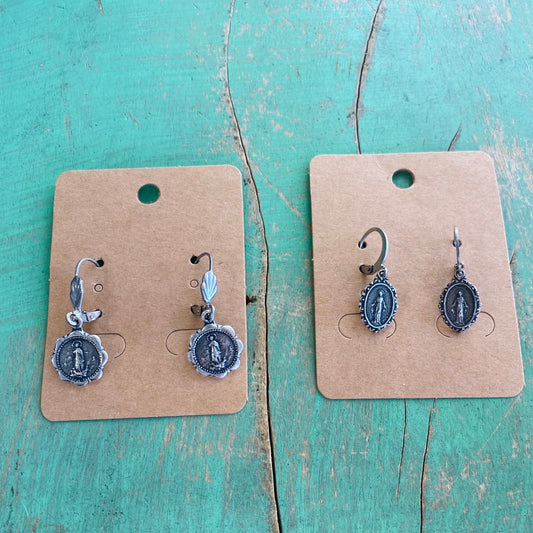Vintage inspired Miraculous Medal Earrings