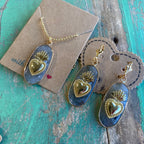 Hannah Natural Stone Sacred Heart Necklace or Earrings