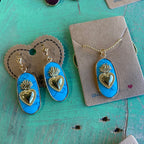 Hannah Natural Stone Sacred Heart Necklace or Earrings