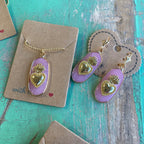 Hannah Natural Stone Sacred Heart Necklace or Earrings