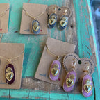 Hannah Natural Stone Sacred Heart Necklace or Earrings