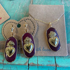 Hannah Natural Stone Sacred Heart Necklace or Earrings