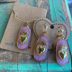 Hannah Natural Stone Sacred Heart Necklace or Earrings