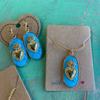 Hannah Natural Stone Sacred Heart Necklace or Earrings