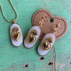 Hannah Natural Stone Sacred Heart Necklace or Earrings
