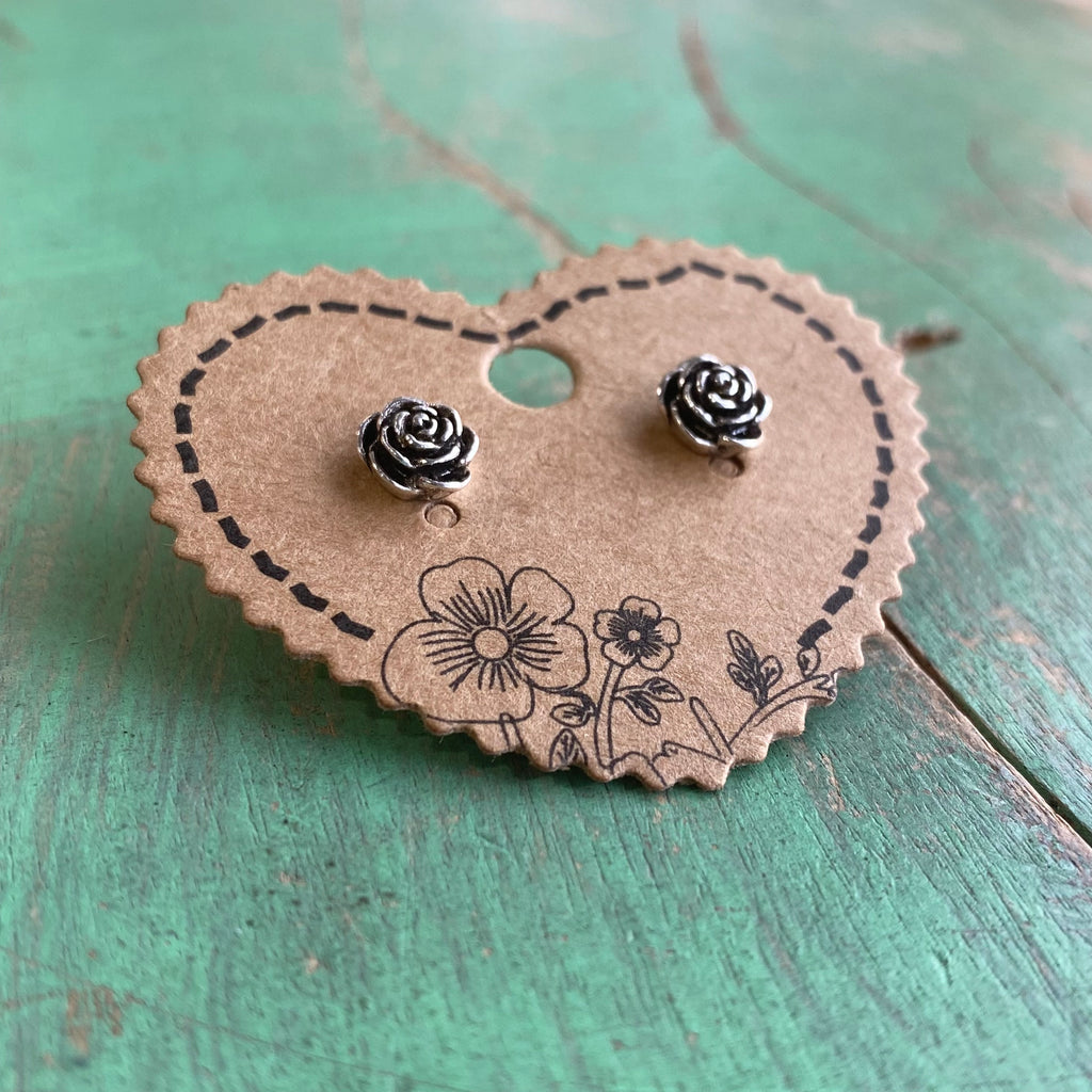 Sterling Silver Rose Bud Earrings
