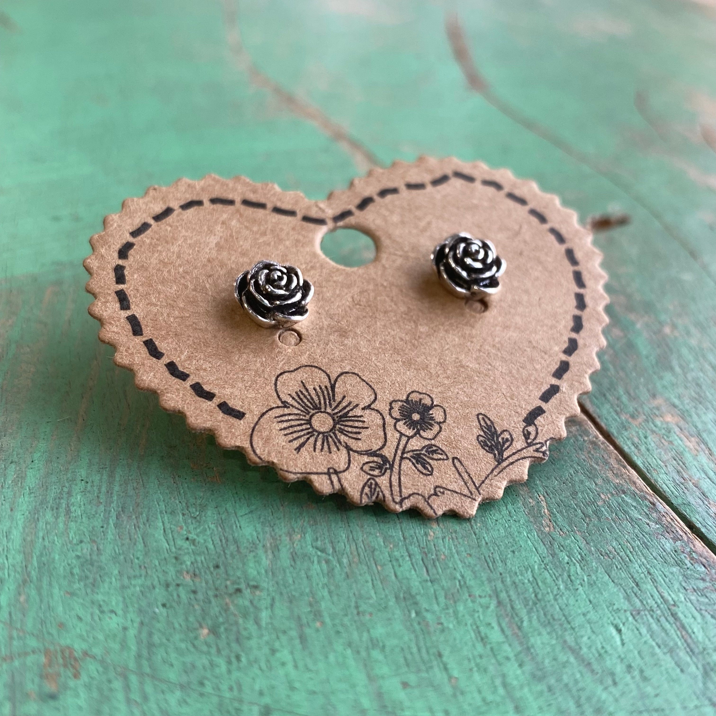 Sterling Silver Rose Bud Earrings