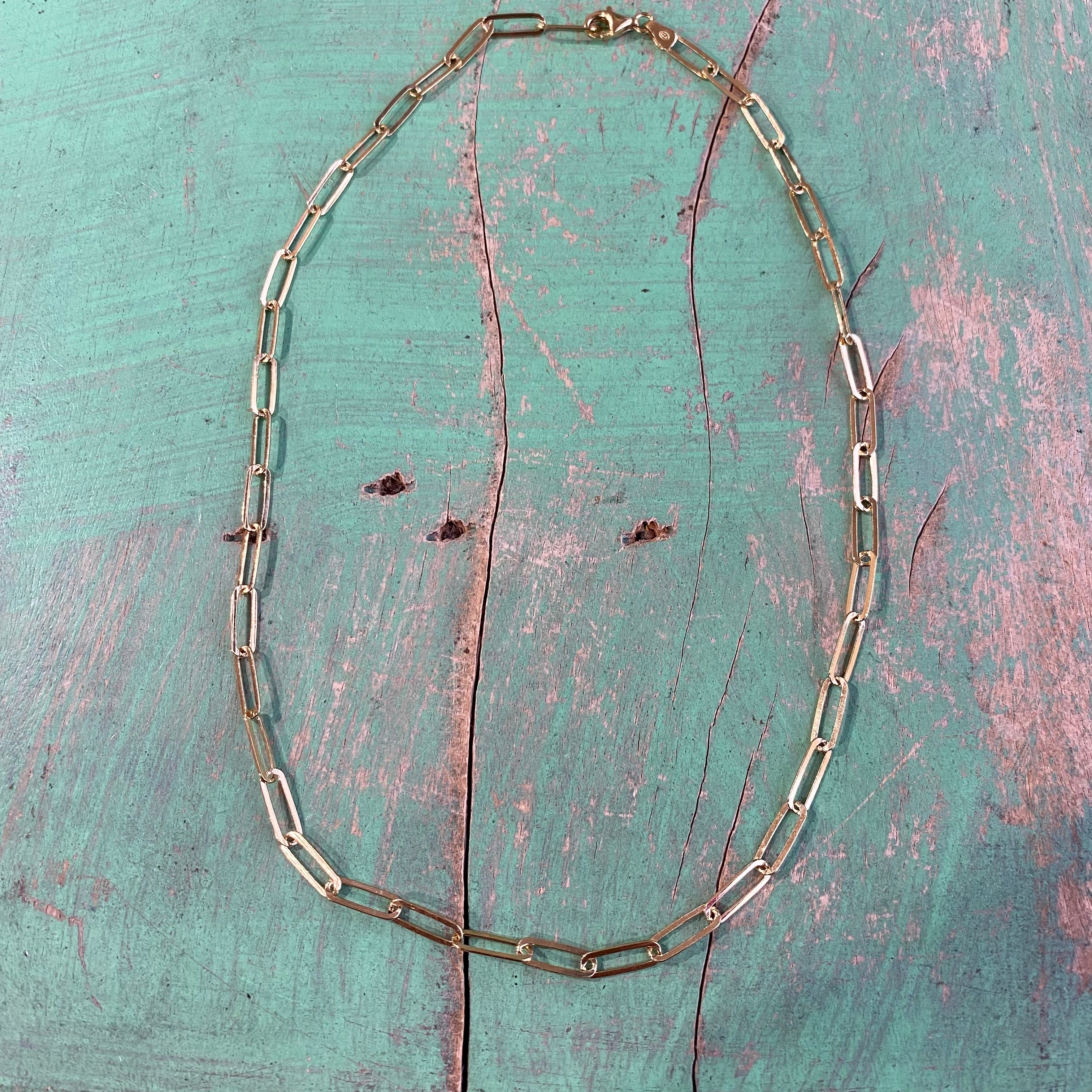 Sterling Silver Gold Plated Paperclip Chains