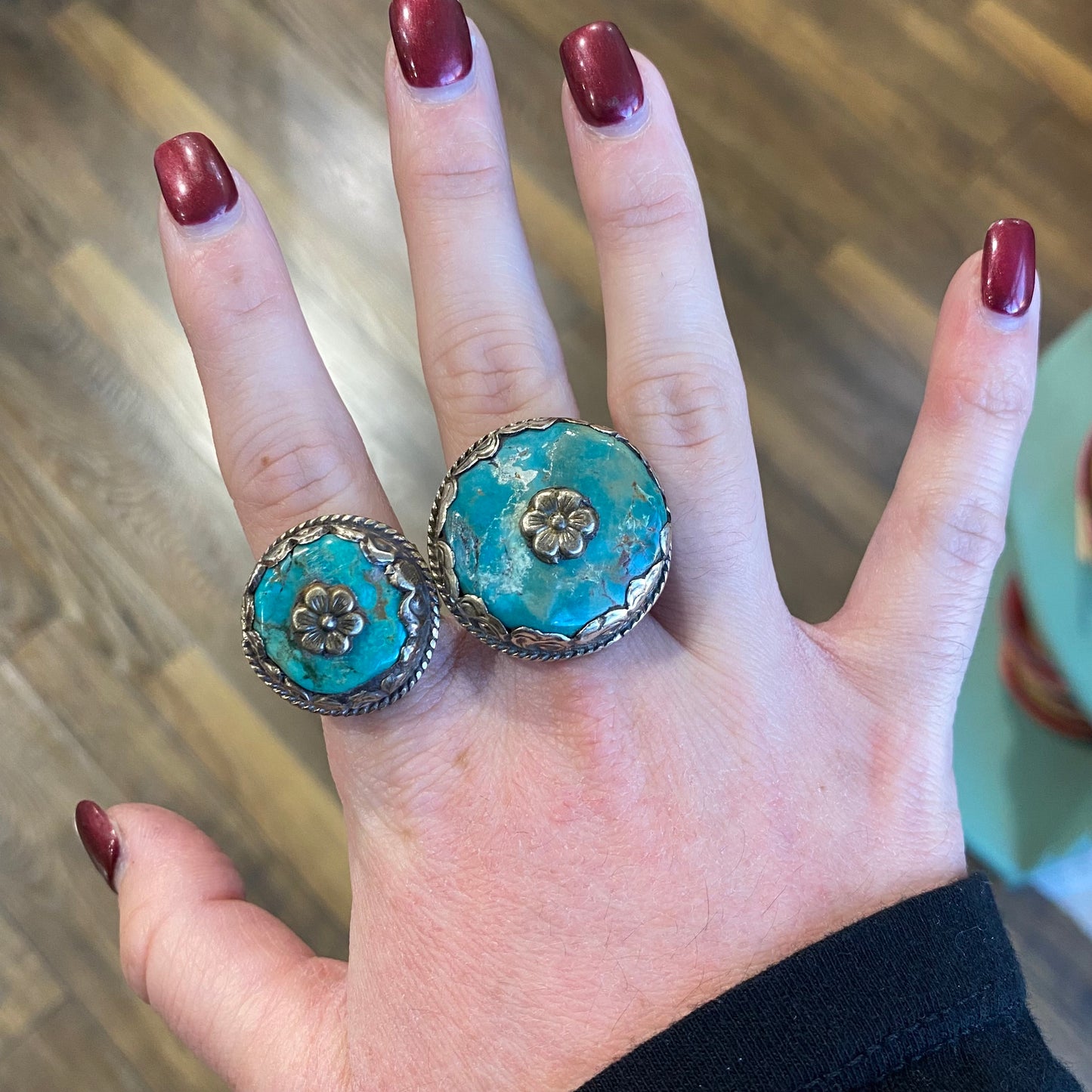 Turquoise Stone Flower Ring