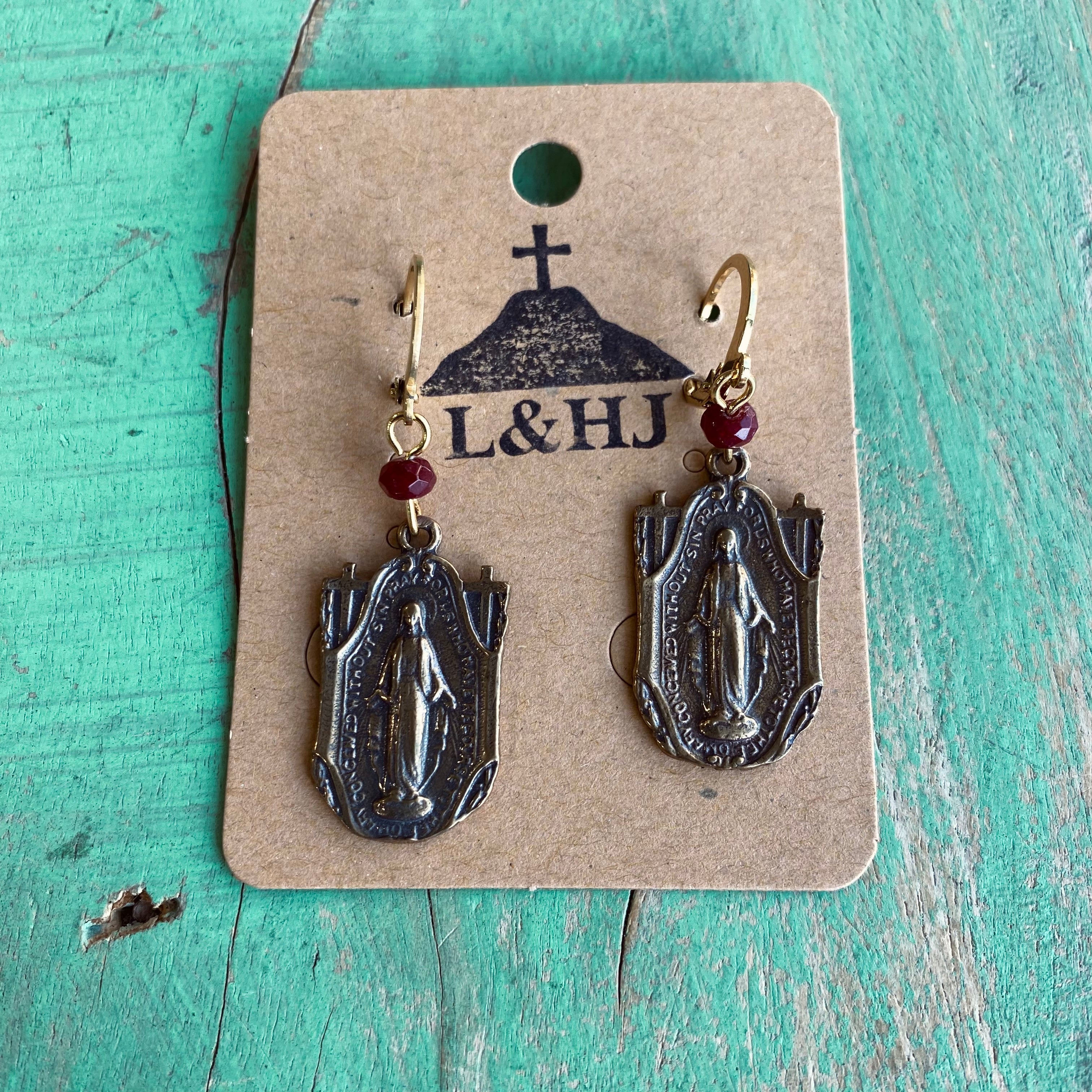 Miraculous Medal Ruby Red Set
