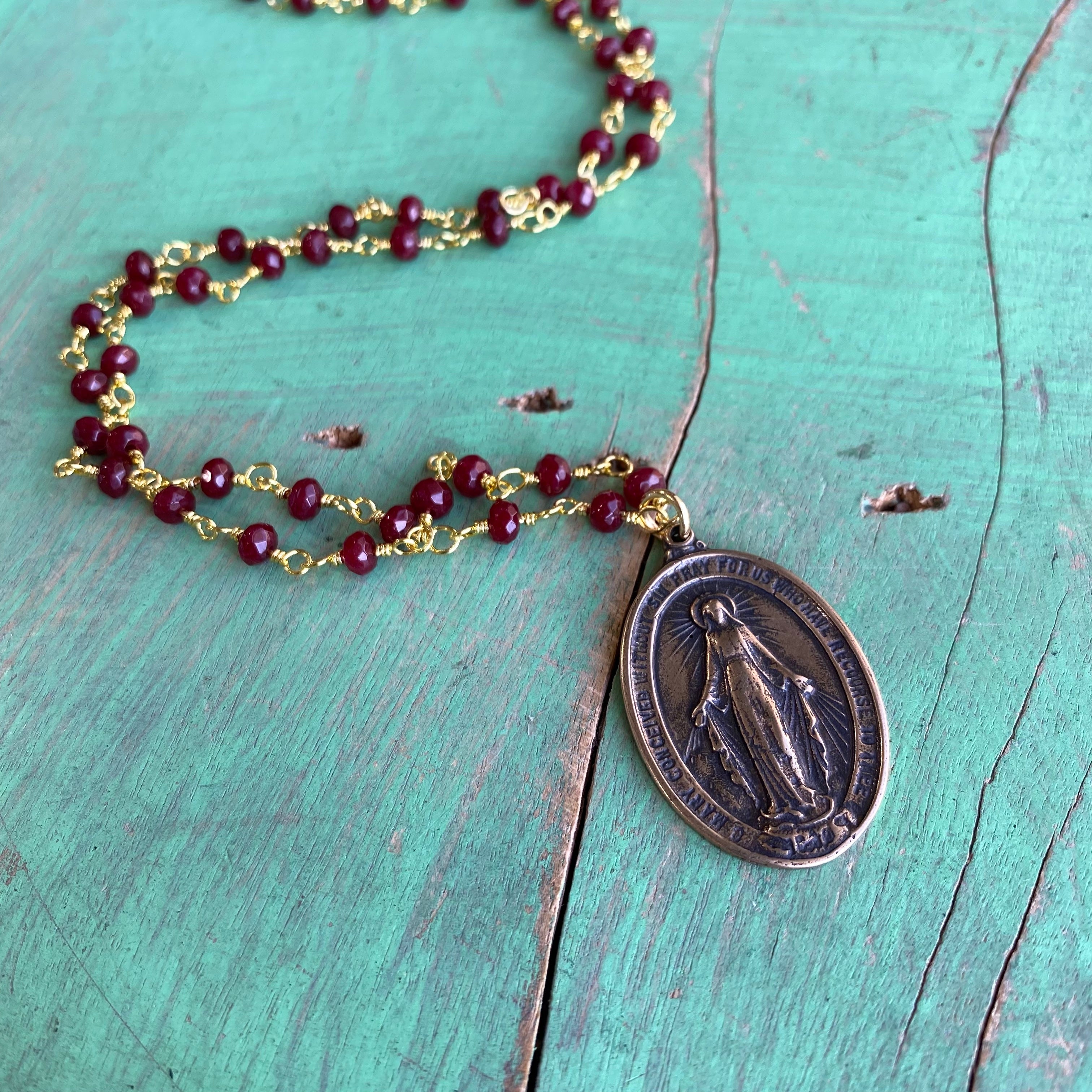 Miraculous Medal Ruby Red Set