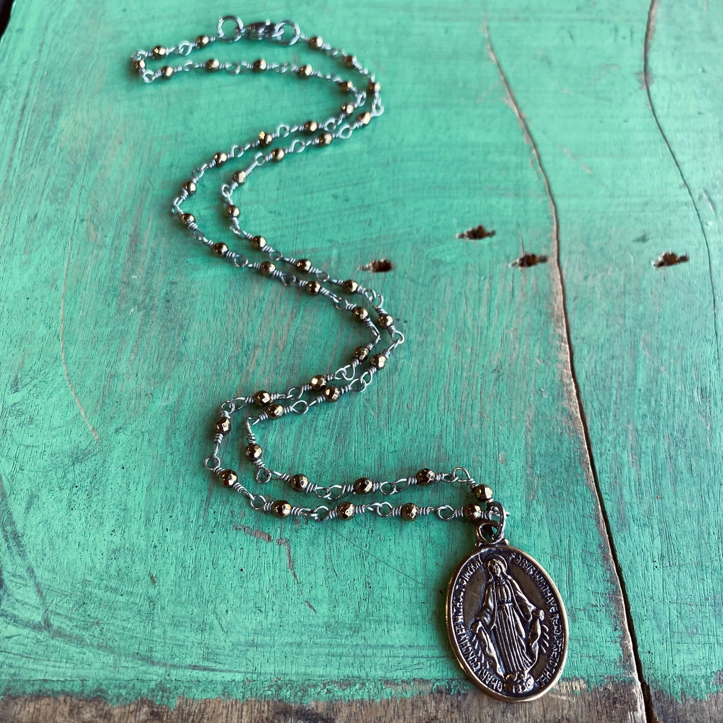 Miraculous Medal Hematite Necklace