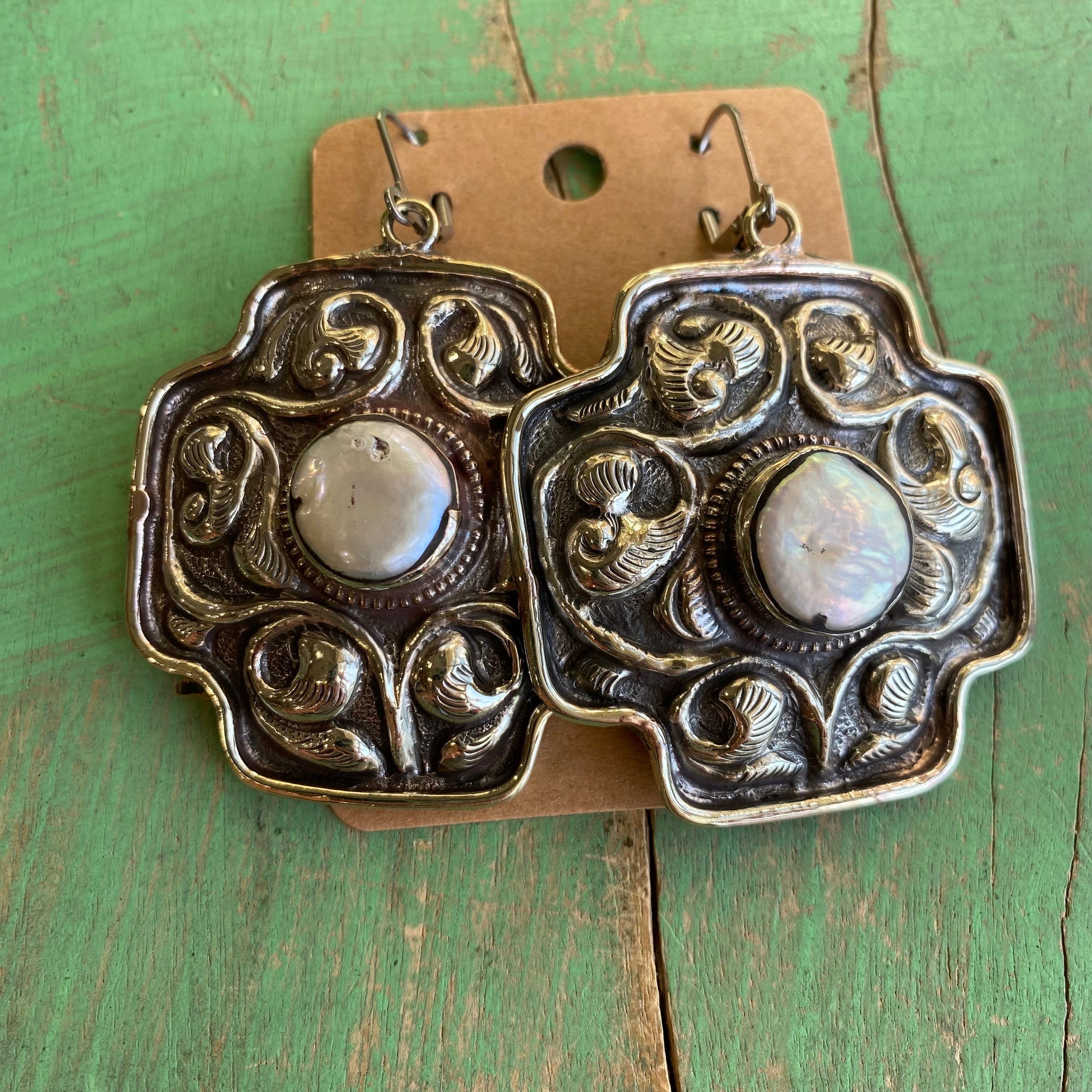 Chunky Square Cross Earrings