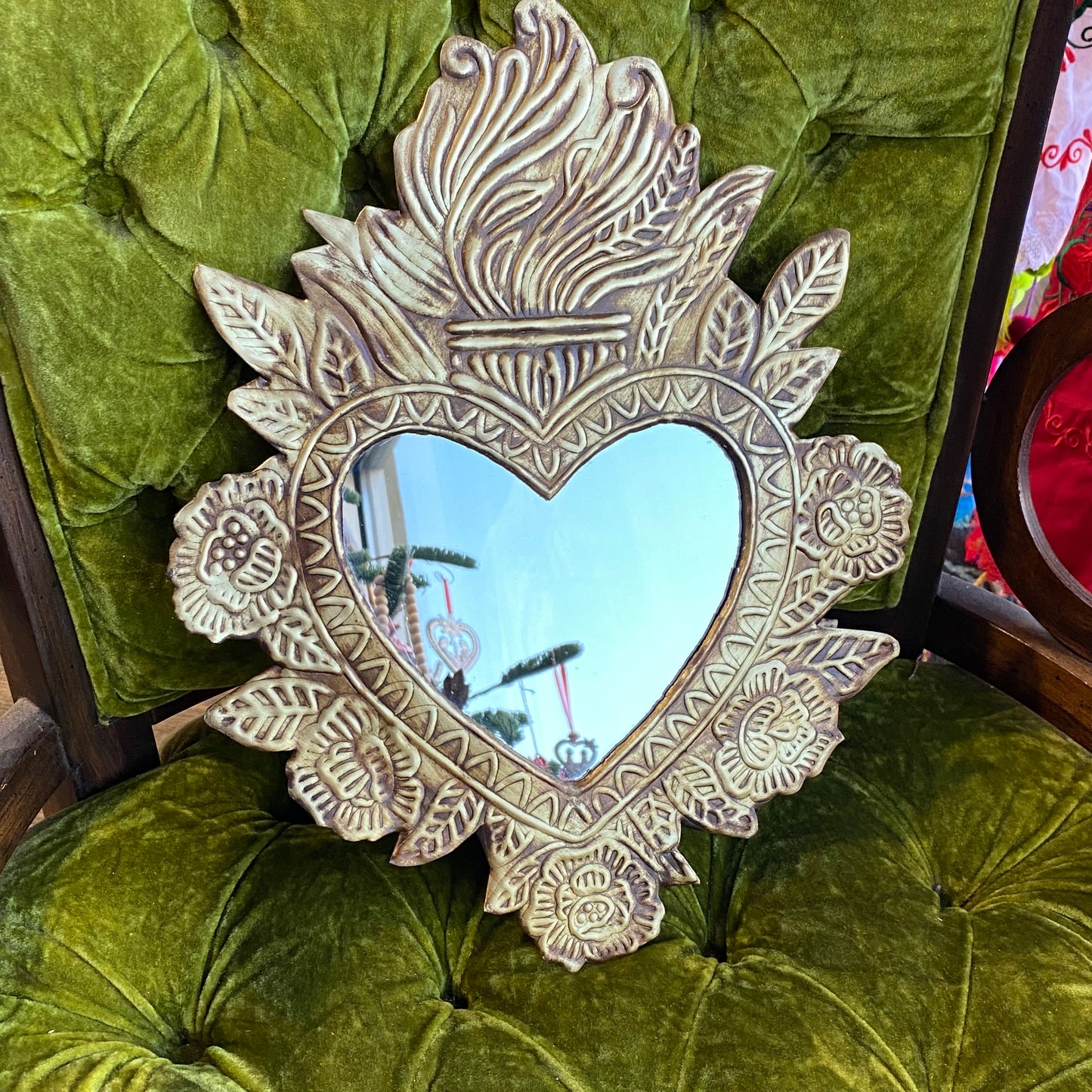 Discontinued Flower Wreath Sacred Heart Mirror