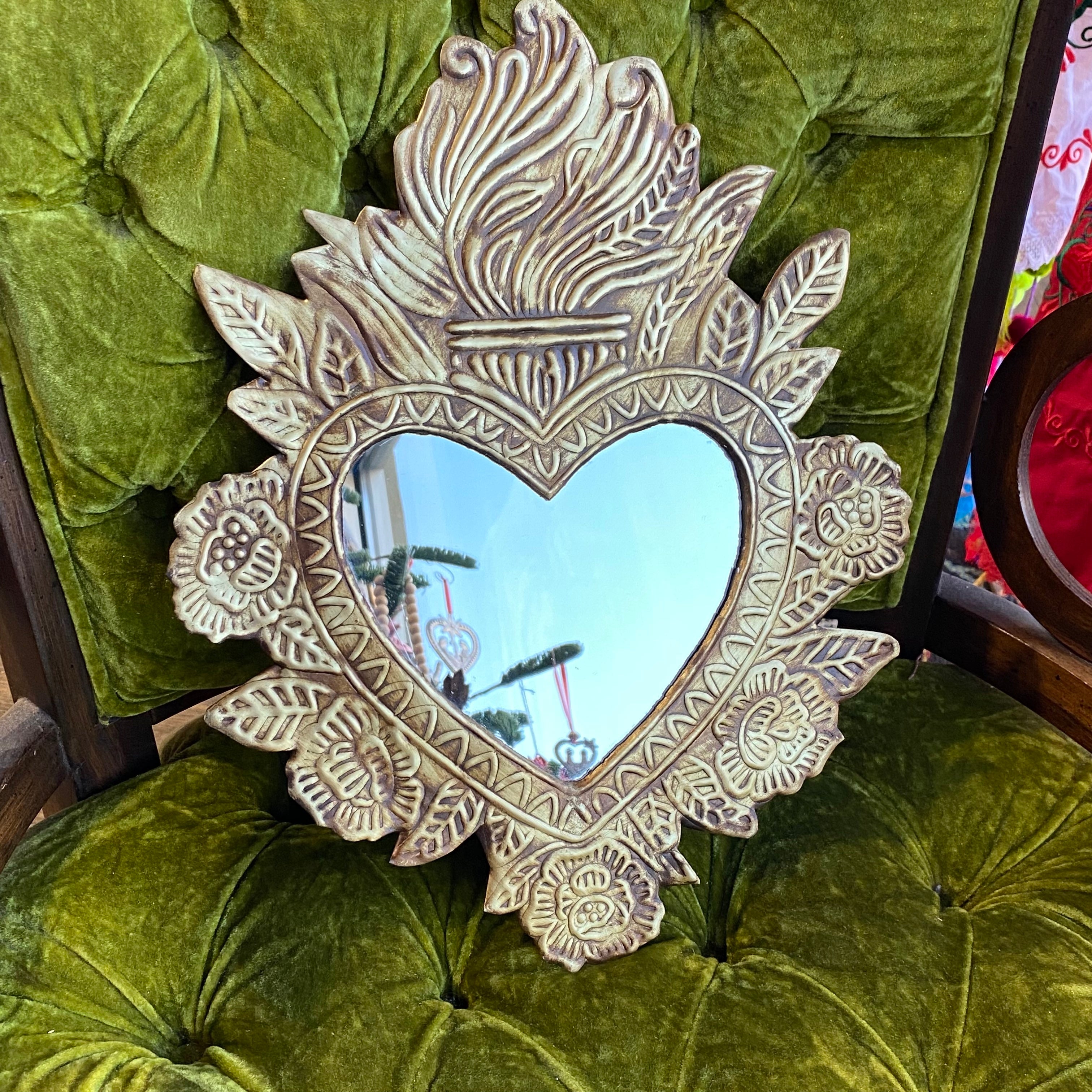 Discontinued Flower Wreath Sacred Heart Mirror
