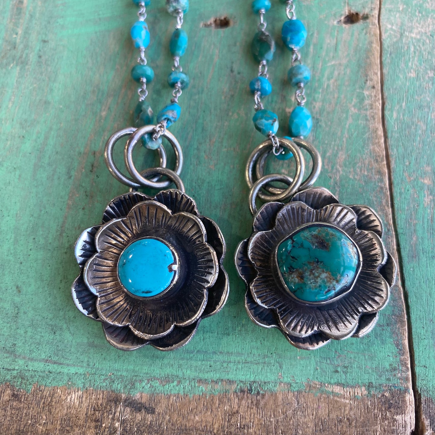 Natural Turquoise Flower Necklace