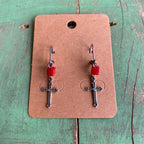 Bamboo Coral Cross Necklace and Earrings