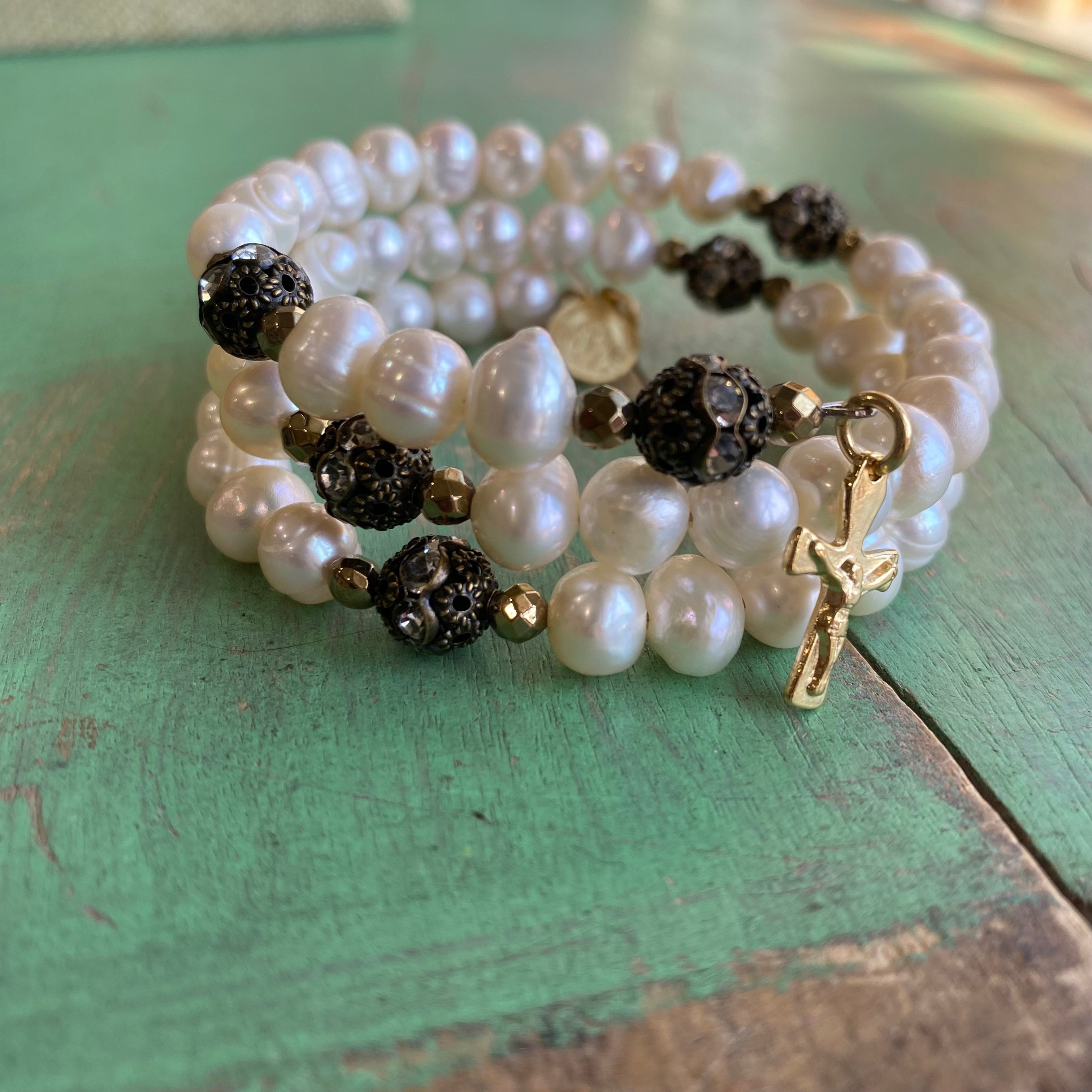 Pearl Rosary Wrap Bracelet