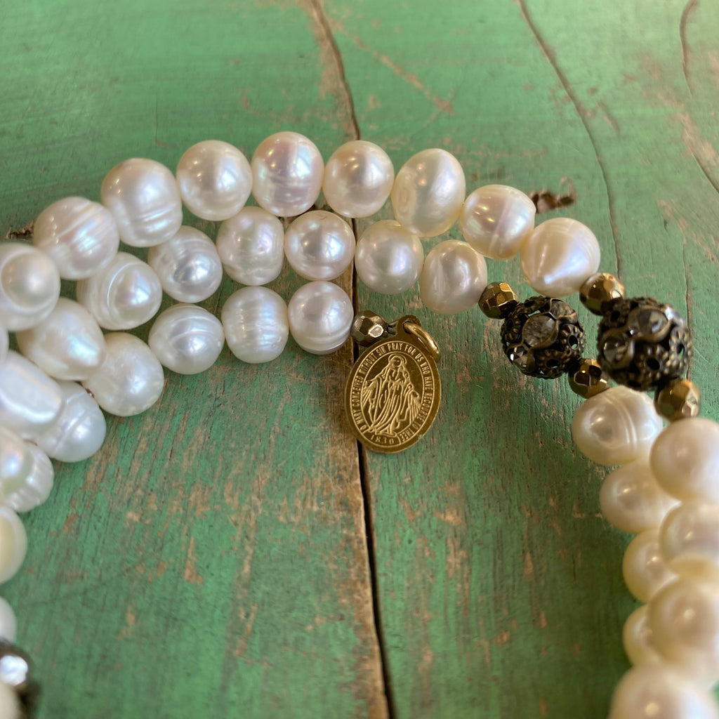 Pearl Rosary Wrap Bracelet
