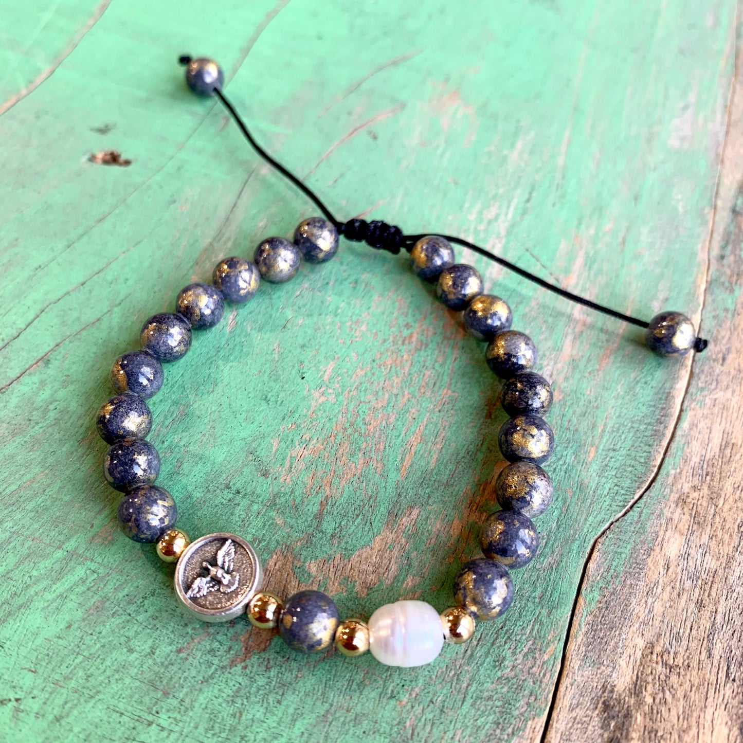 Marbled Grey and Gold Faith Bracelets