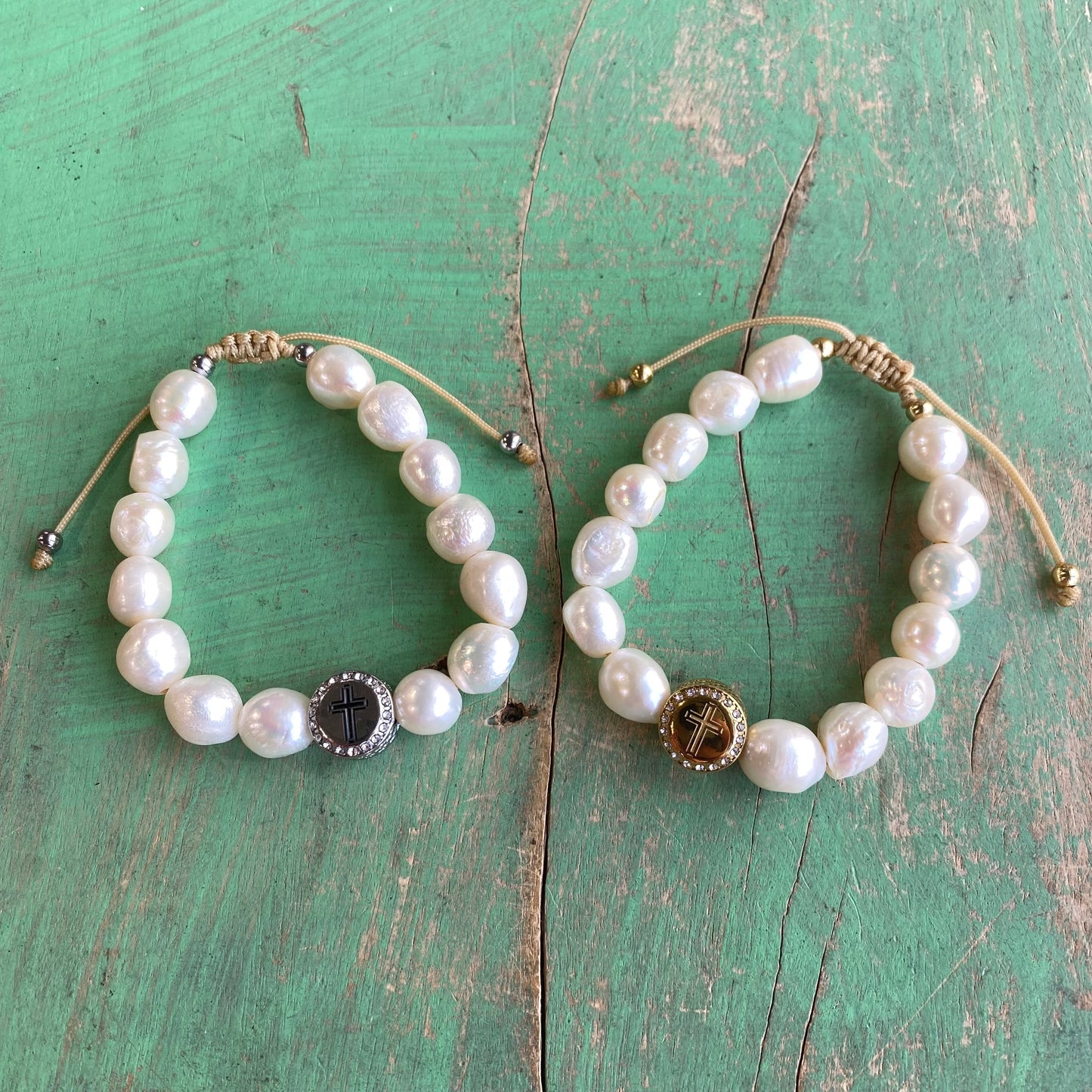 Adjustable Freshwater Pearl Cross Hill Bracelet