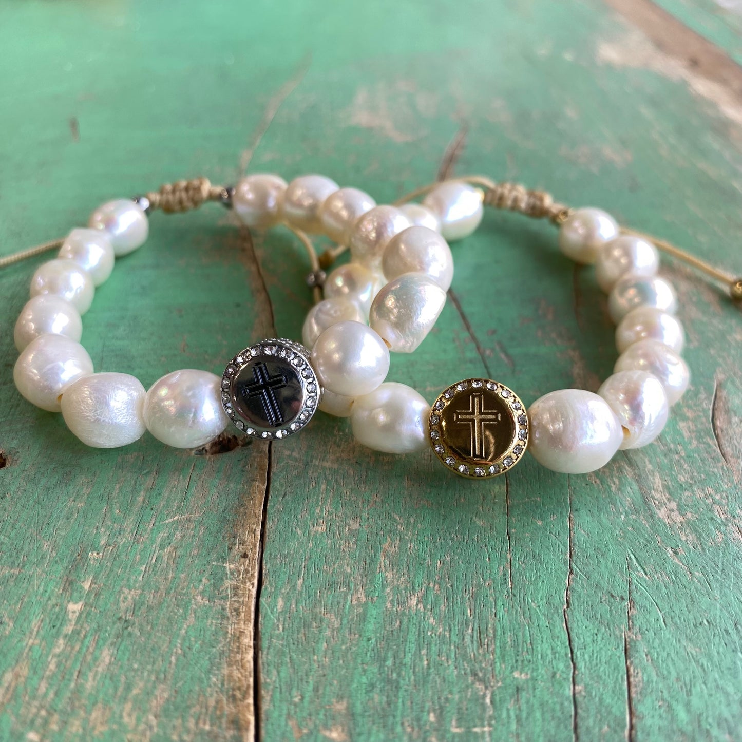Adjustable Freshwater Pearl Cross Hill Bracelet