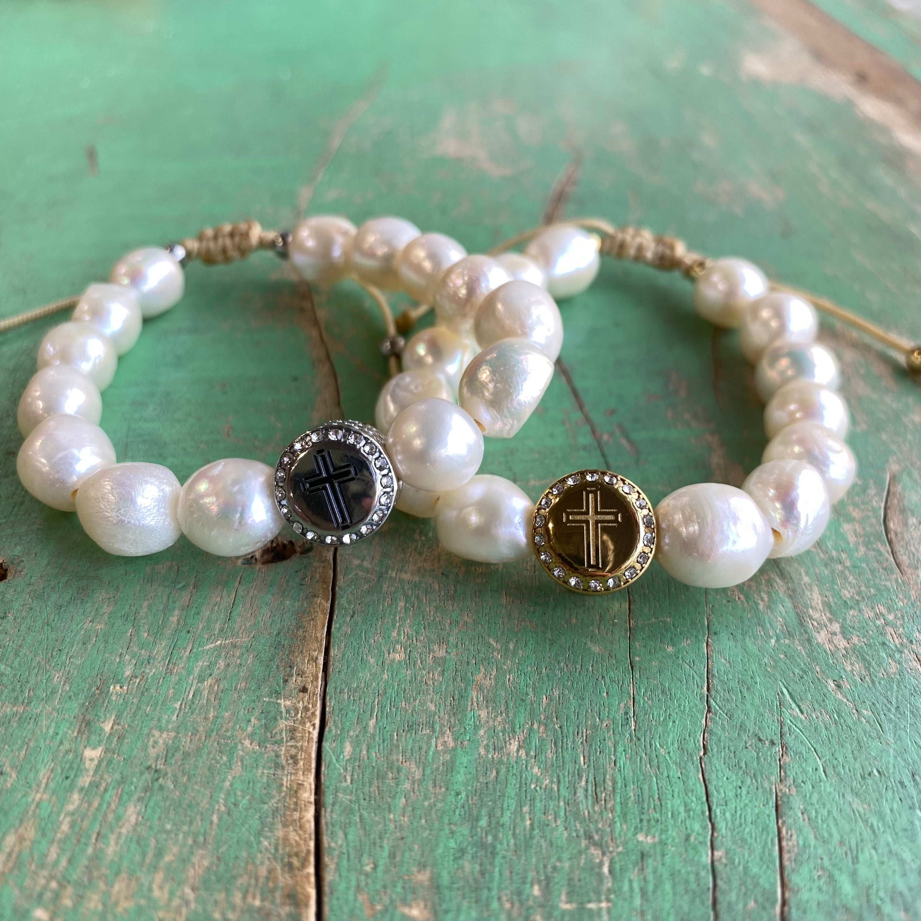 Adjustable Freshwater Pearl Cross Hill Bracelet