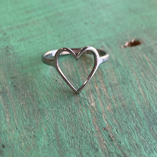 Stainless Steel Big Cutout Heart Ring