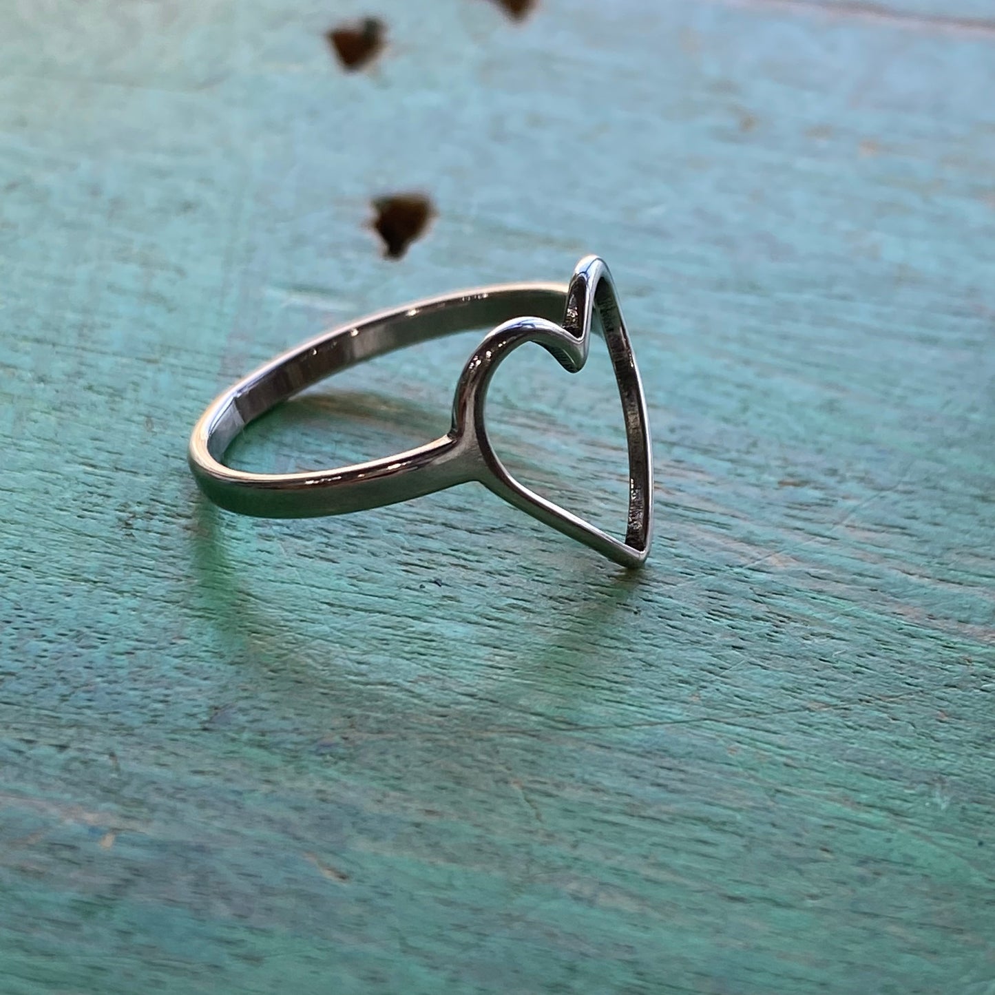 Stainless Steel Big Cutout Heart Ring