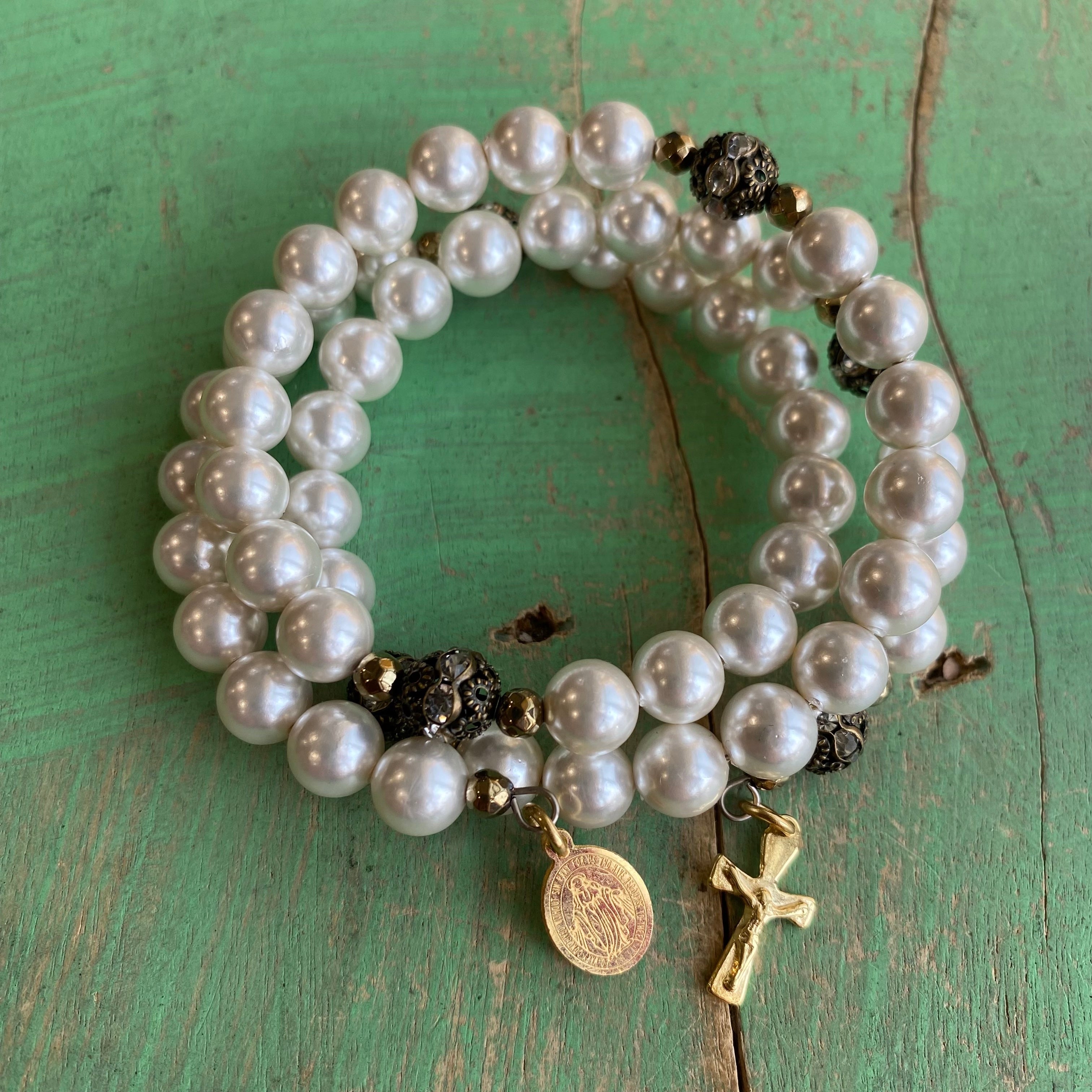 Pearl Rosary Wrap Bracelet