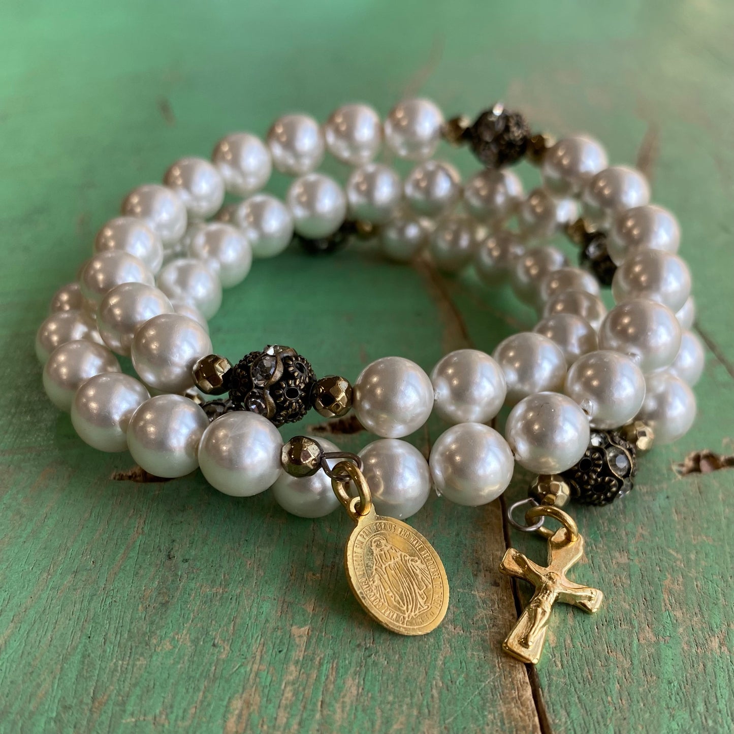 Pearl Rosary Wrap Bracelet