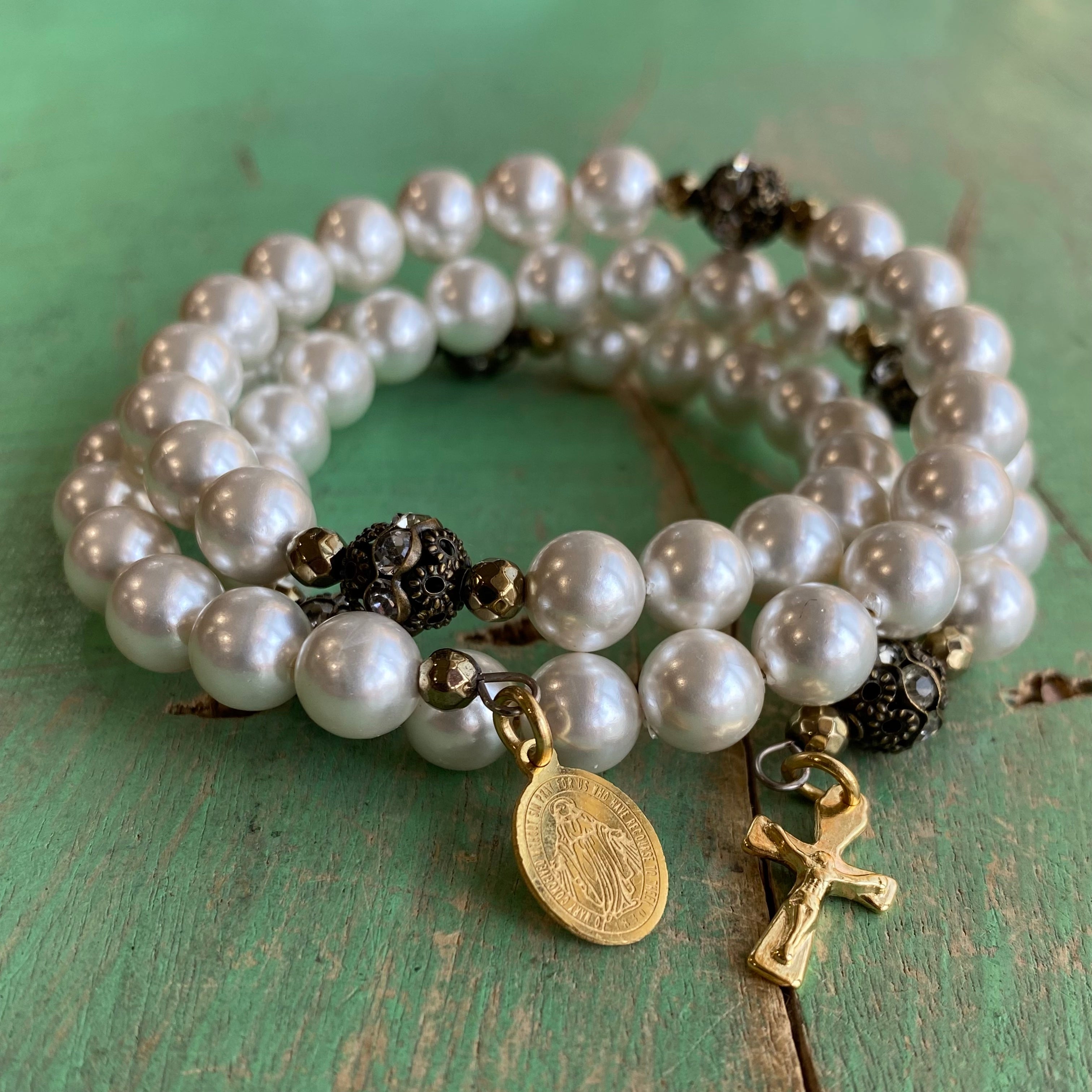 Pearl Rosary Wrap Bracelet