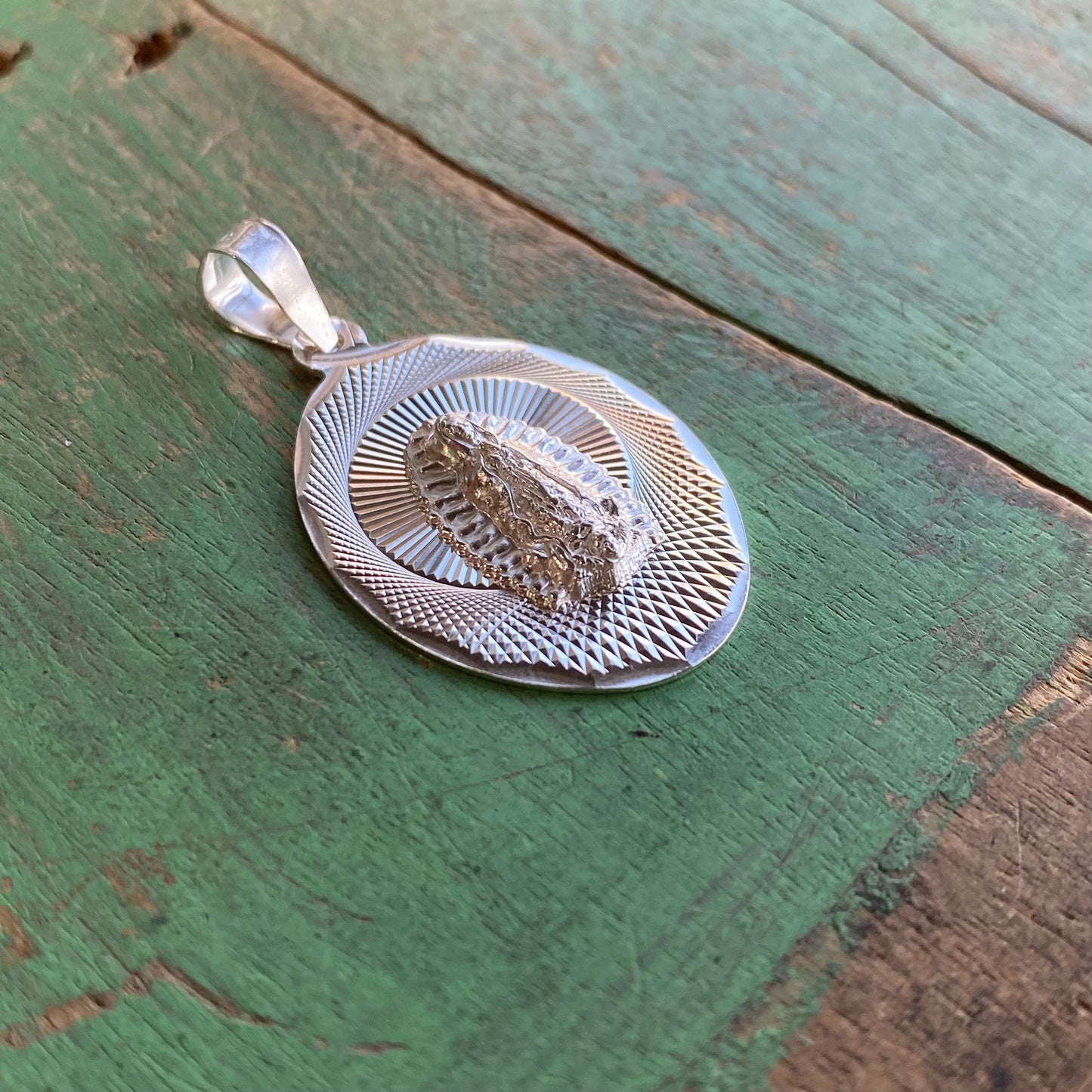 Sterling Silver OLG Textured Rays Pendent
