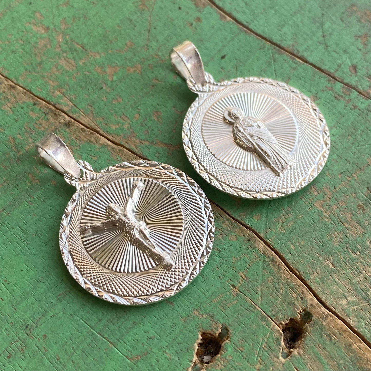Sterling Silver Double sided St Jude/Crucifix Pendant