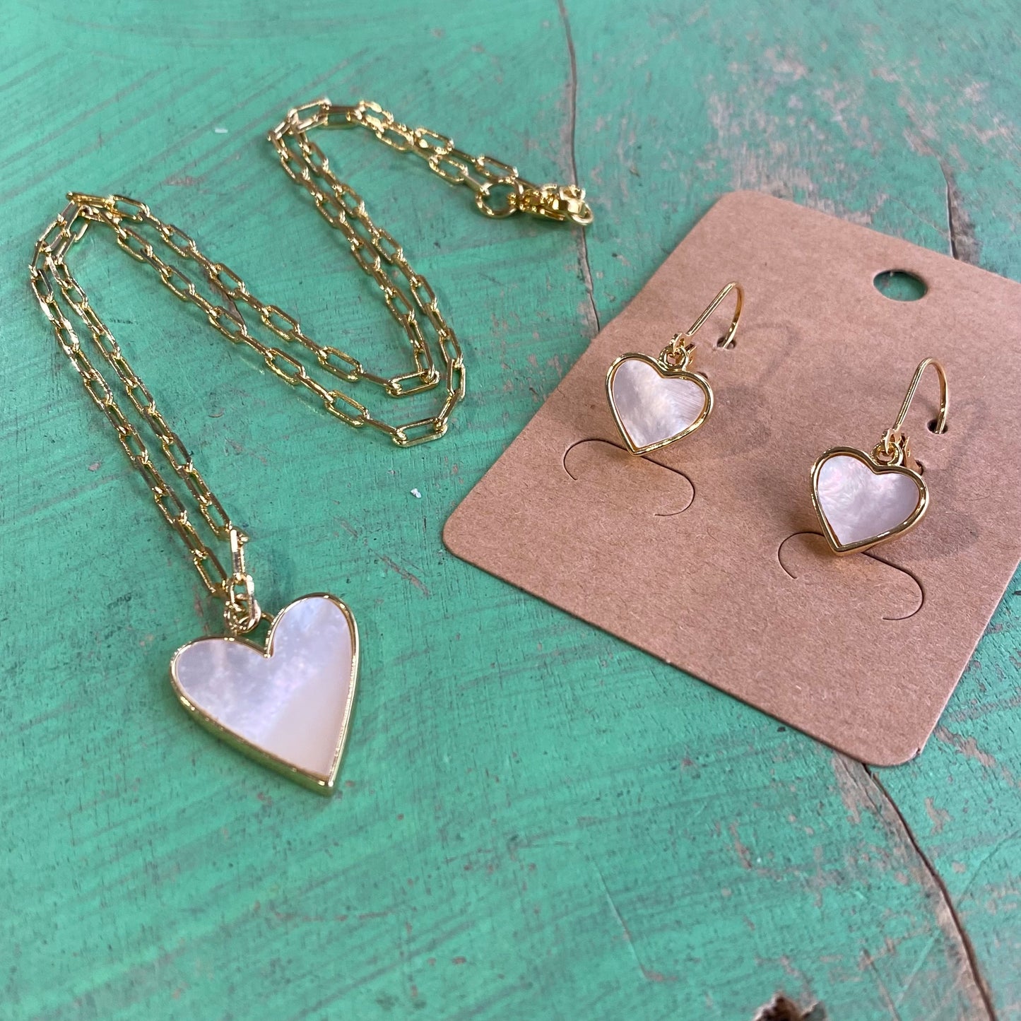 Pure Pearl Heart Necklace and Earrings