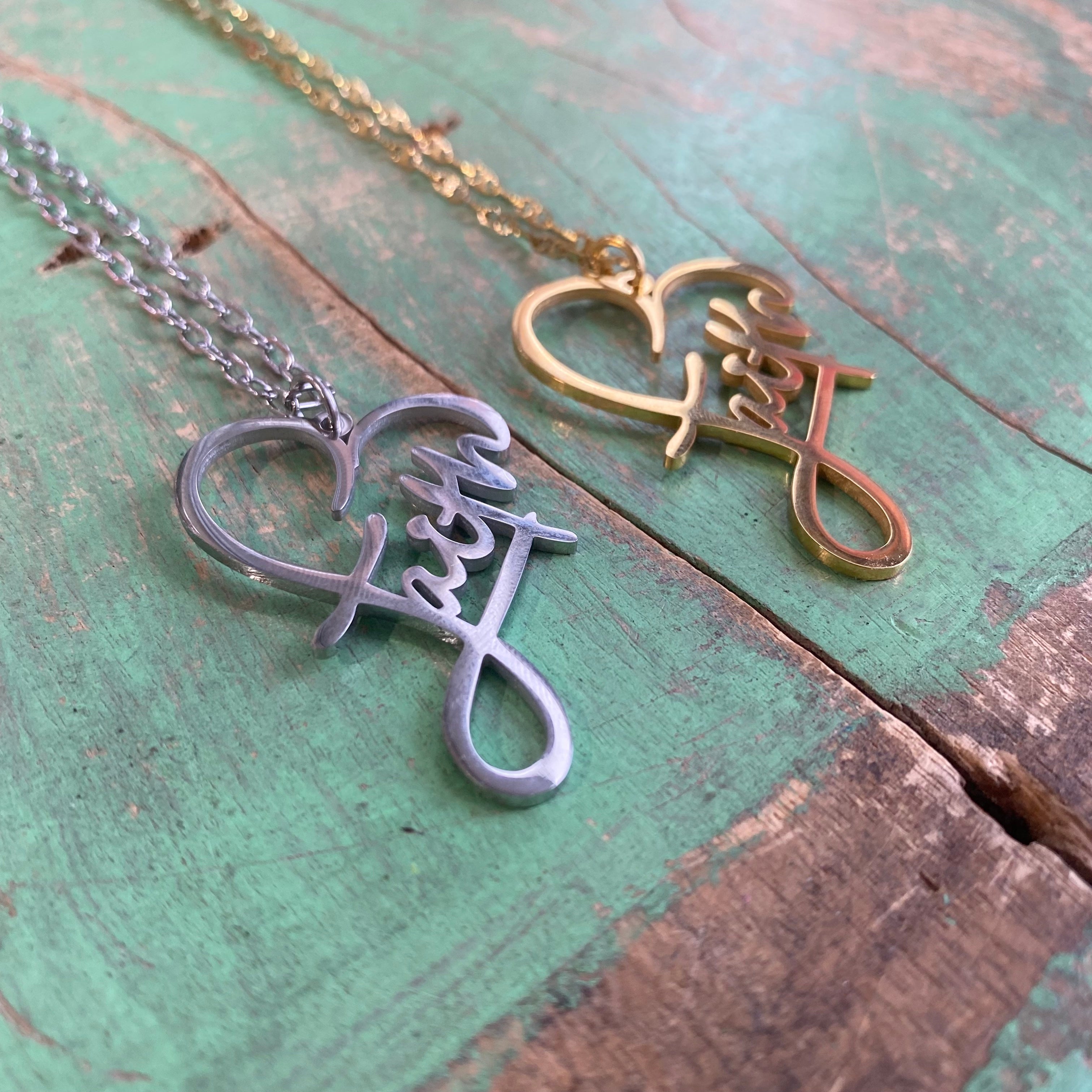 Stainless Steel Faith Heart Necklace
