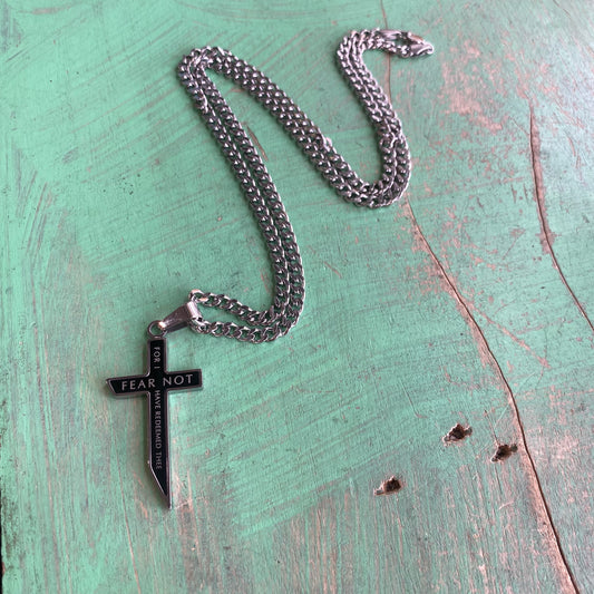 Angle Cross Black New Life Cross 24" Necklace