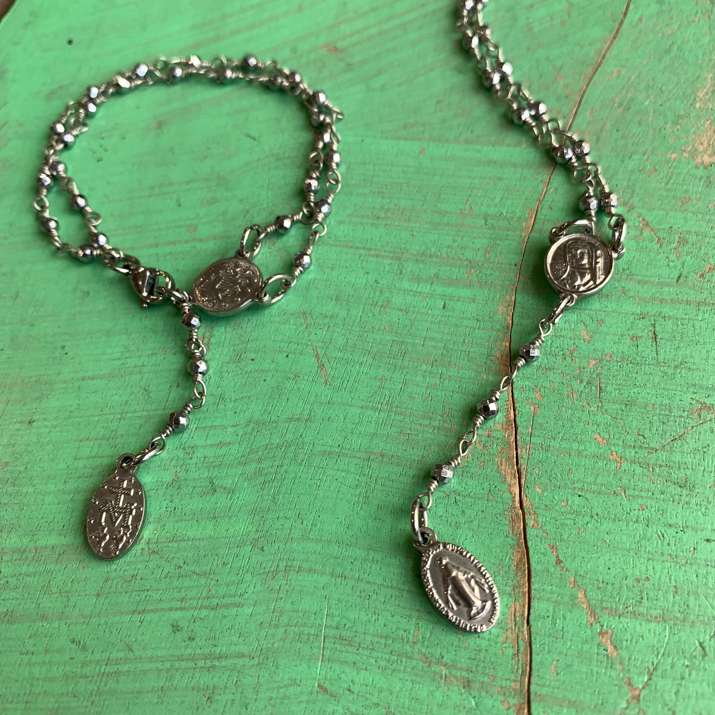 Hematite Rosary Inspired Bracelet