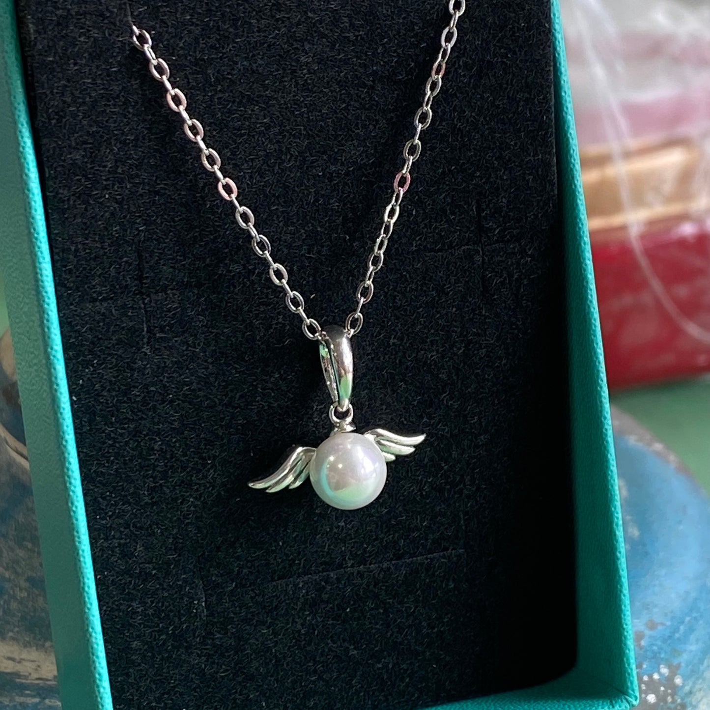 Sterling Silver Pearl Angel Necklace