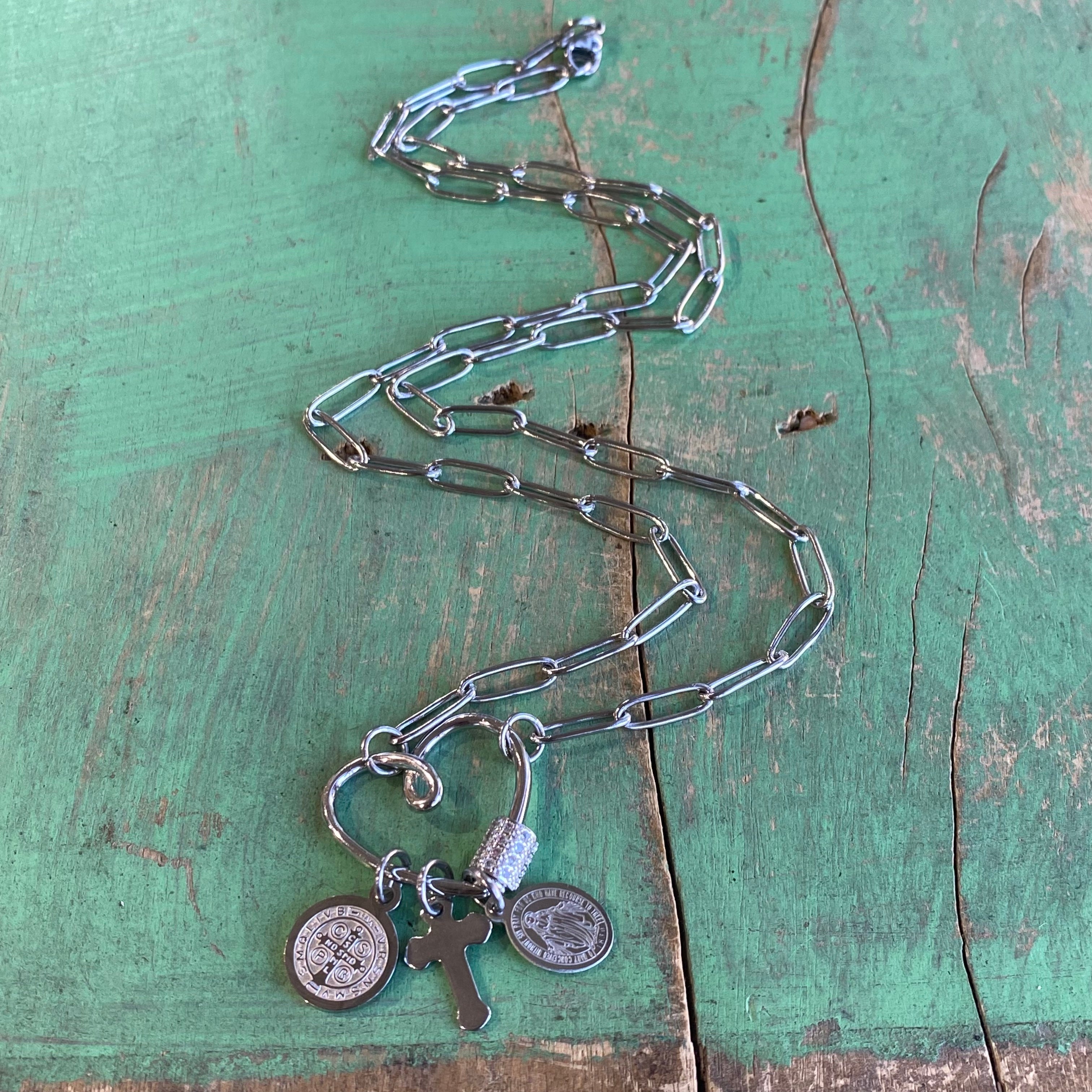 Heart of Faith Paperclip Chain Necklace