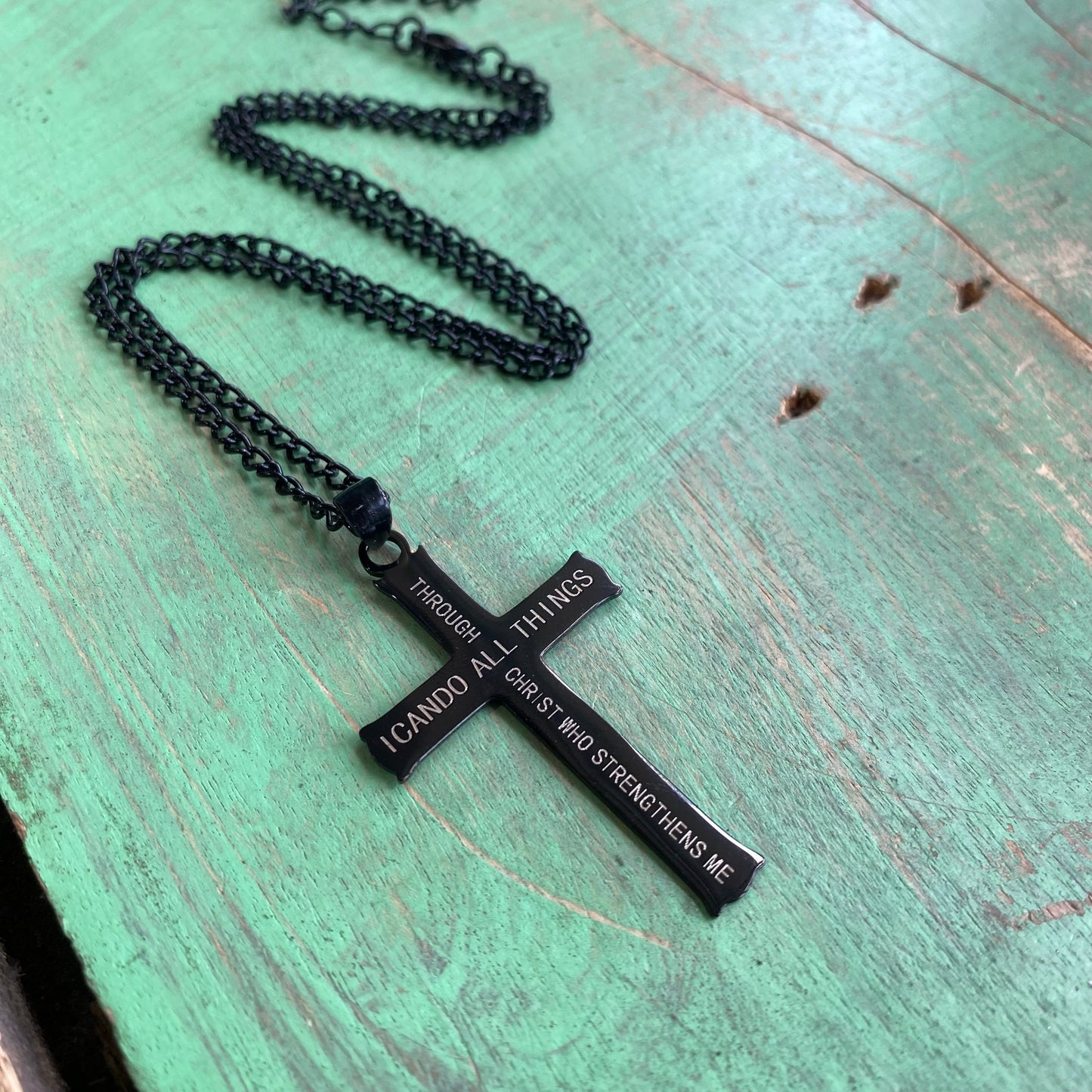 Christ Who Strengthens Me Cross Necklace