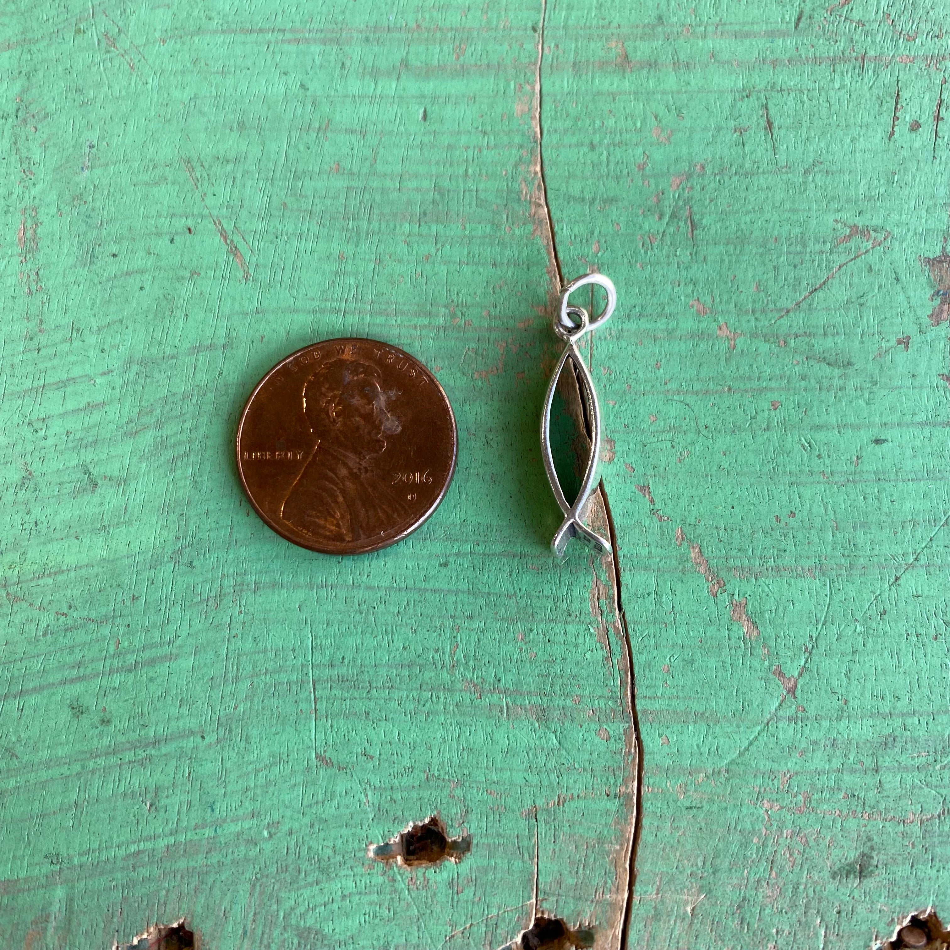 Sterling Silver Ichtus Cross Charm